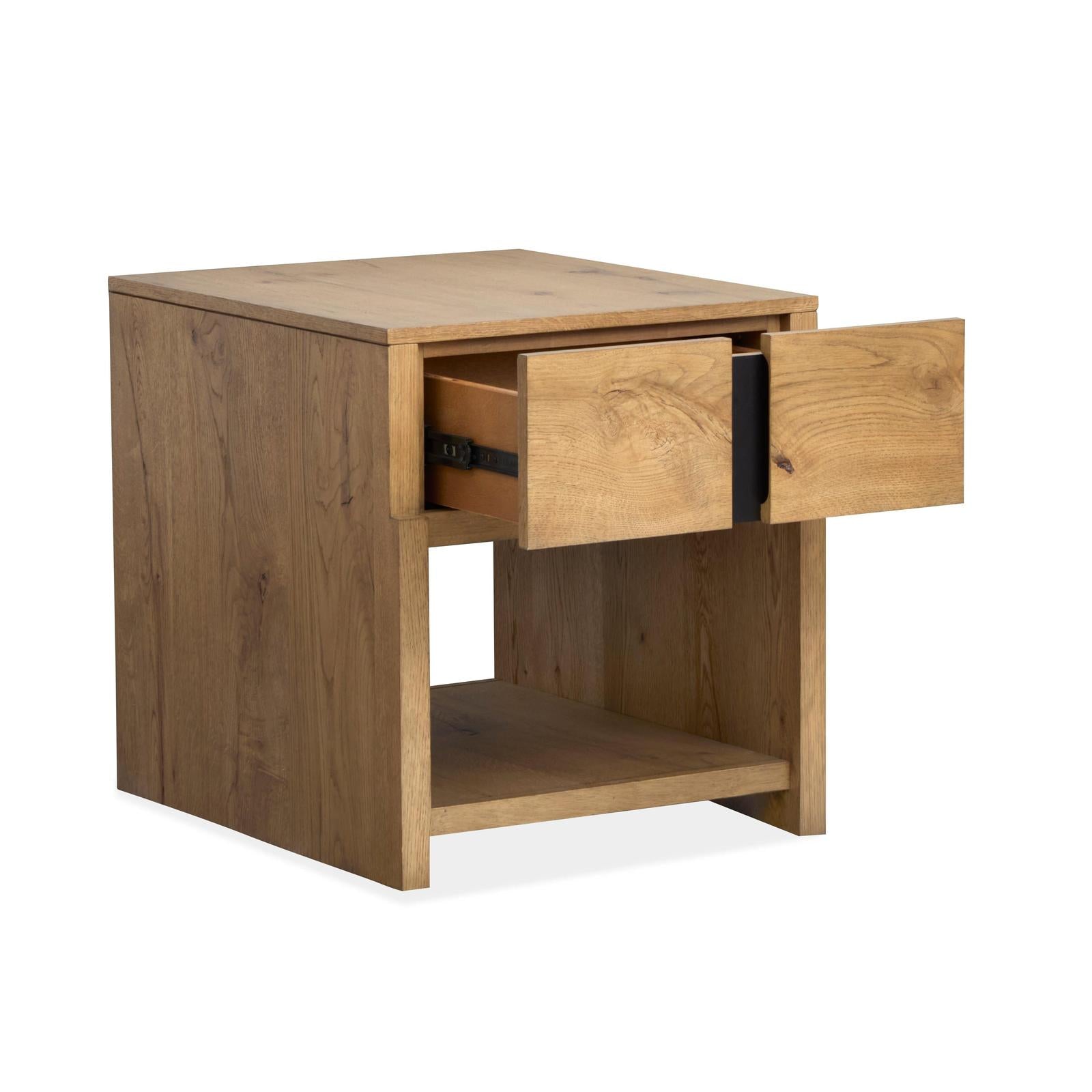Magnussen Home Ripley Rustic Caramel And Dark Bronze Rectangular End Table