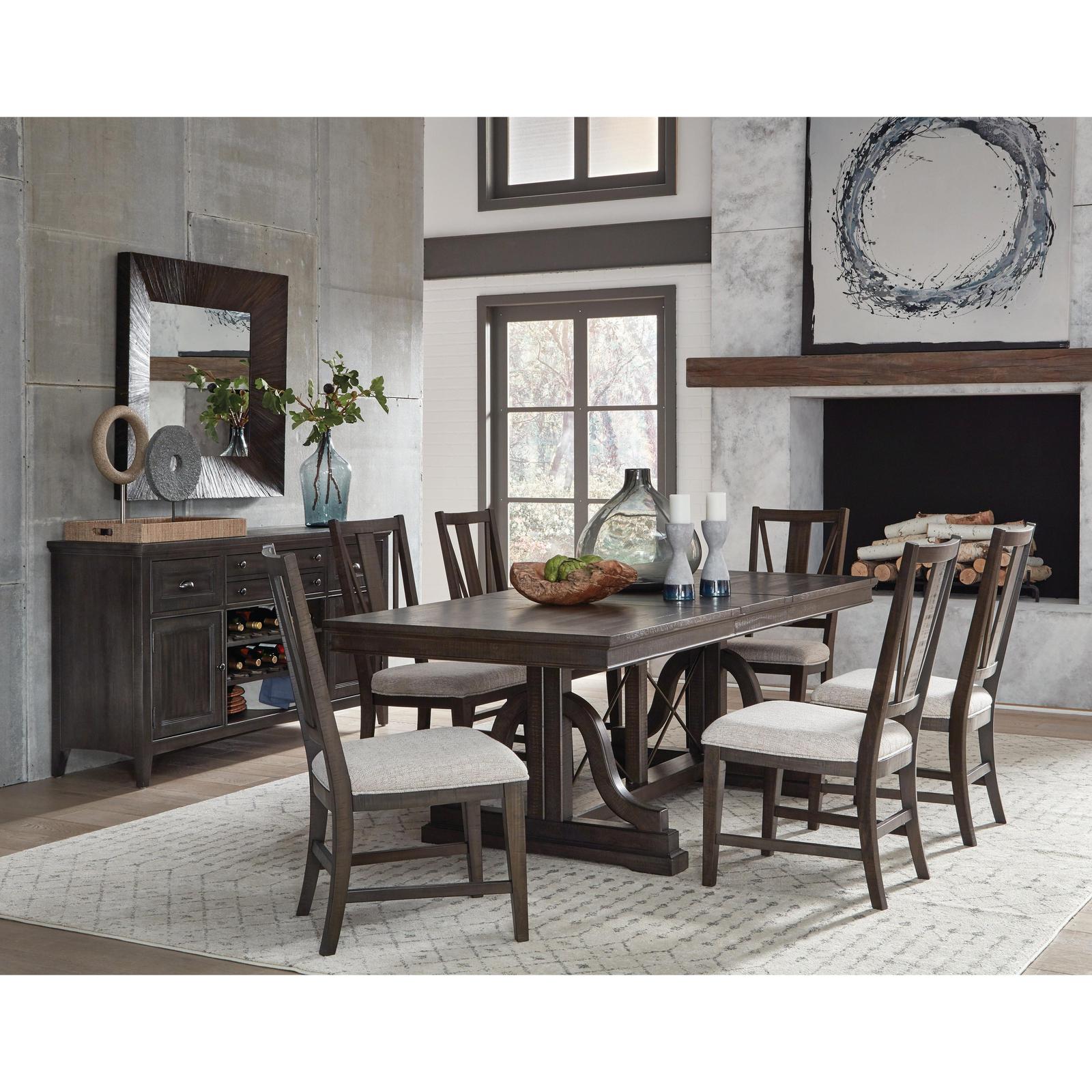 Magnussen Home Westley Falls Graphite Extendable Trestle Dining Table