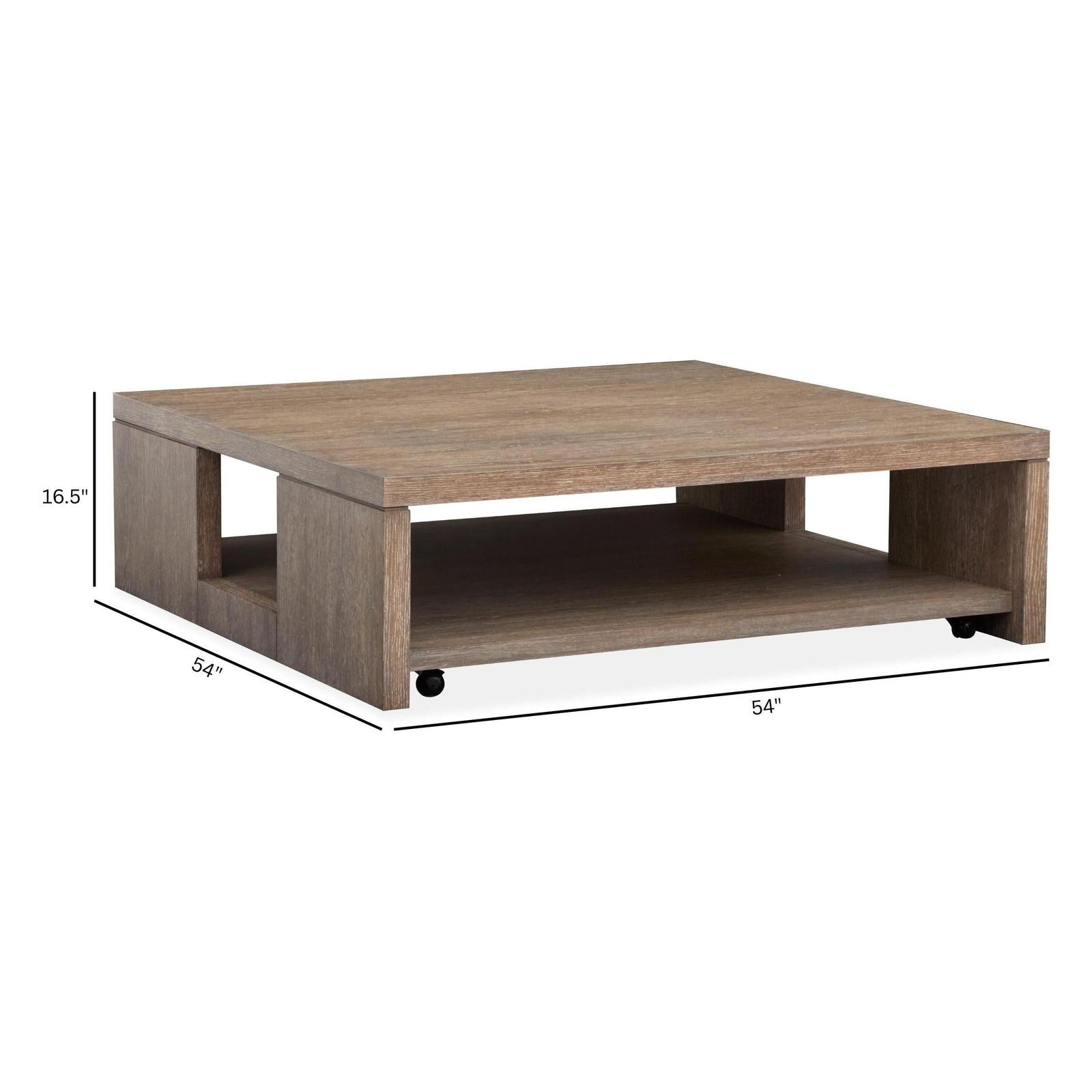 Magnussen Home Conway Spiced Brown Square Cocktail Table With Casters