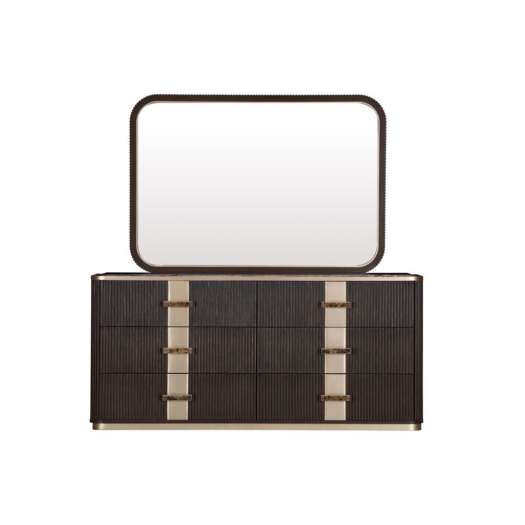 Michael Amini West Kensington Dresser with Mirror - Medium Espresso