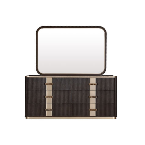 Michael Amini West Kensington Dresser with Mirror - Medium Espresso