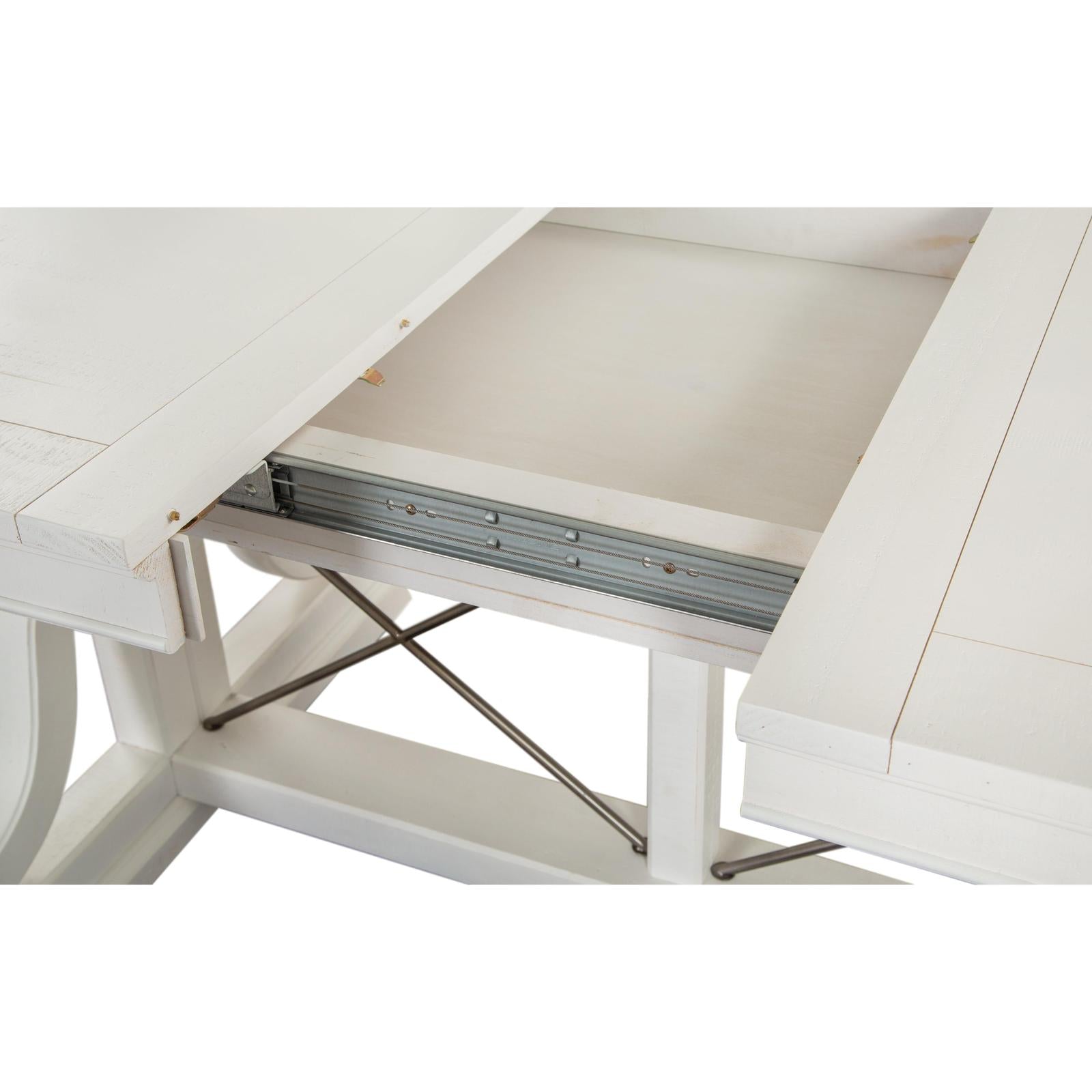 Magnussen Home Heron Cove Chalk White And Dovetail Grey Extendable Trestle Dining Table