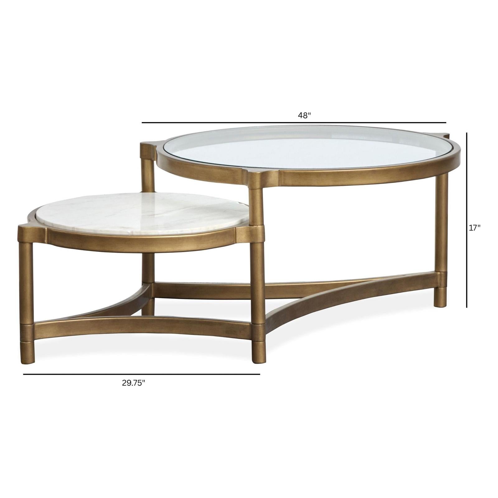 Magnussen Home Cassidy Aged Brass & Volakas Classic Shaped Cocktail Table