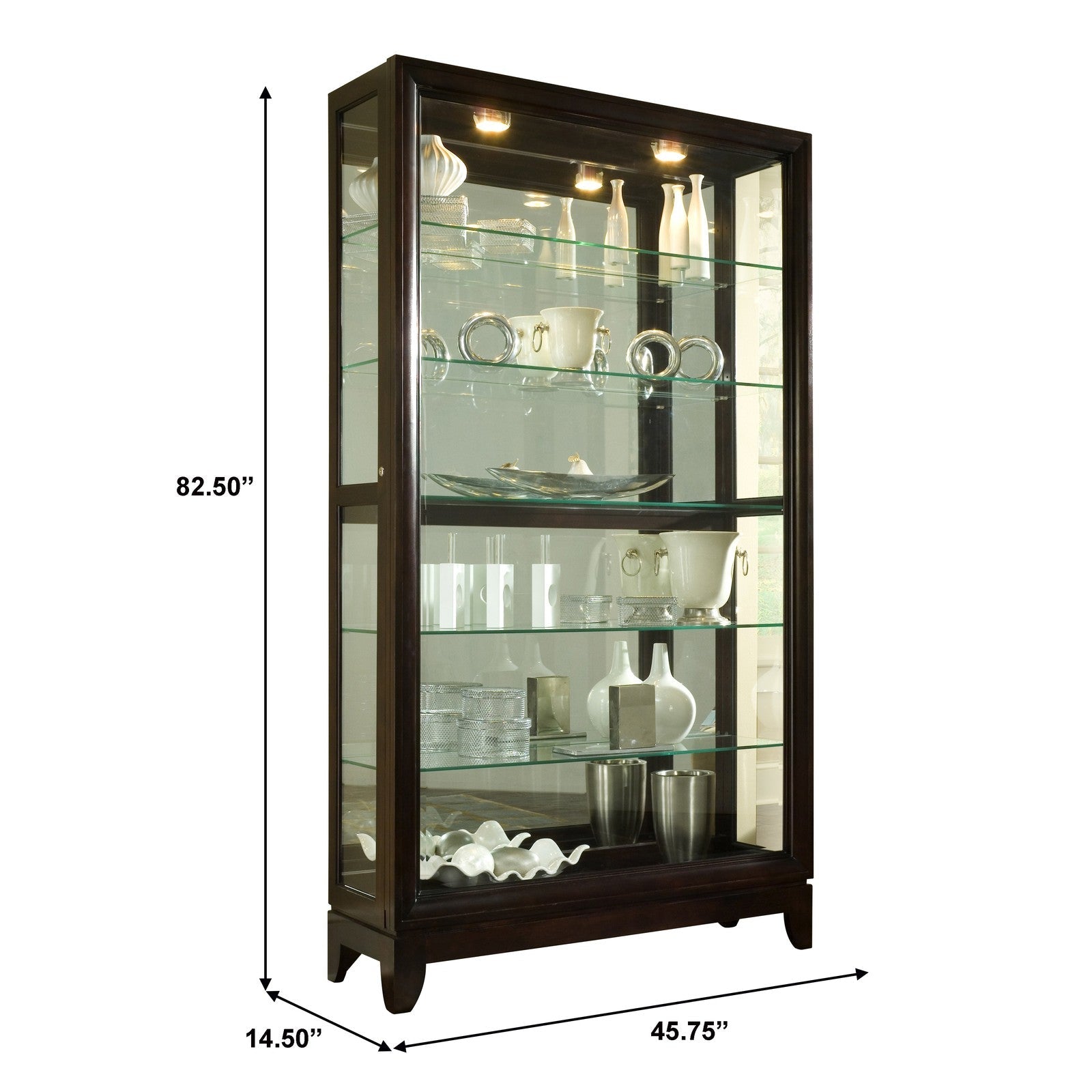 Pulaski Furniture PFC Curios Sliding Door 5 Shelf Curio Cabinet