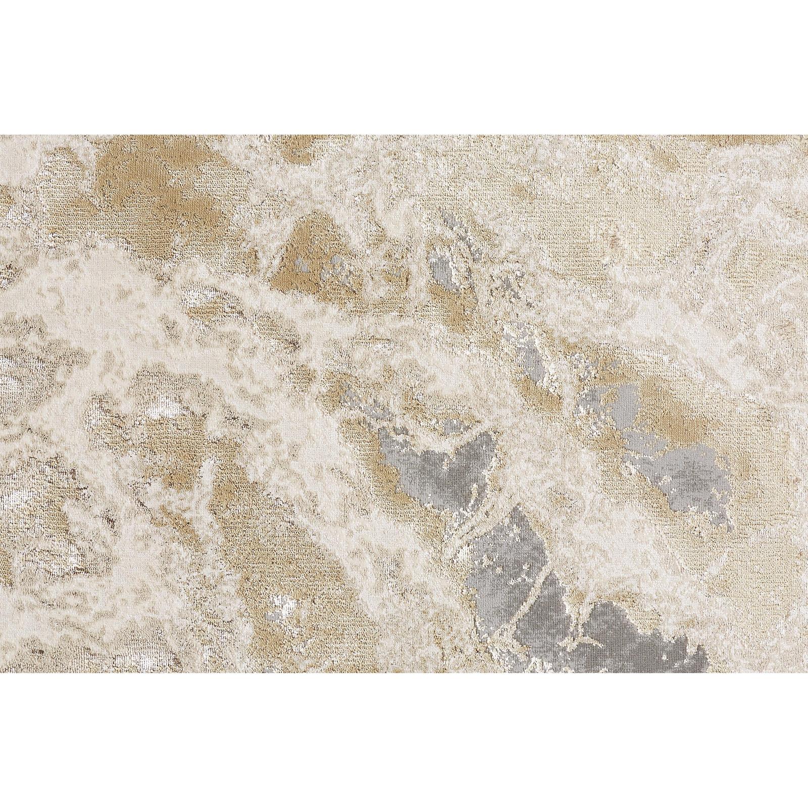 Feizy Aura 3563F Modern Abstract Rug in Ivory/Silver/Gold