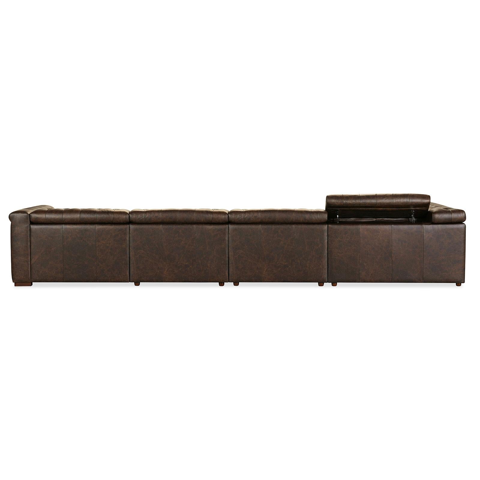 Hooker Furniture Savion Deux 6 Seat Sectional with Three Power Recliners and Seven Power Headrests