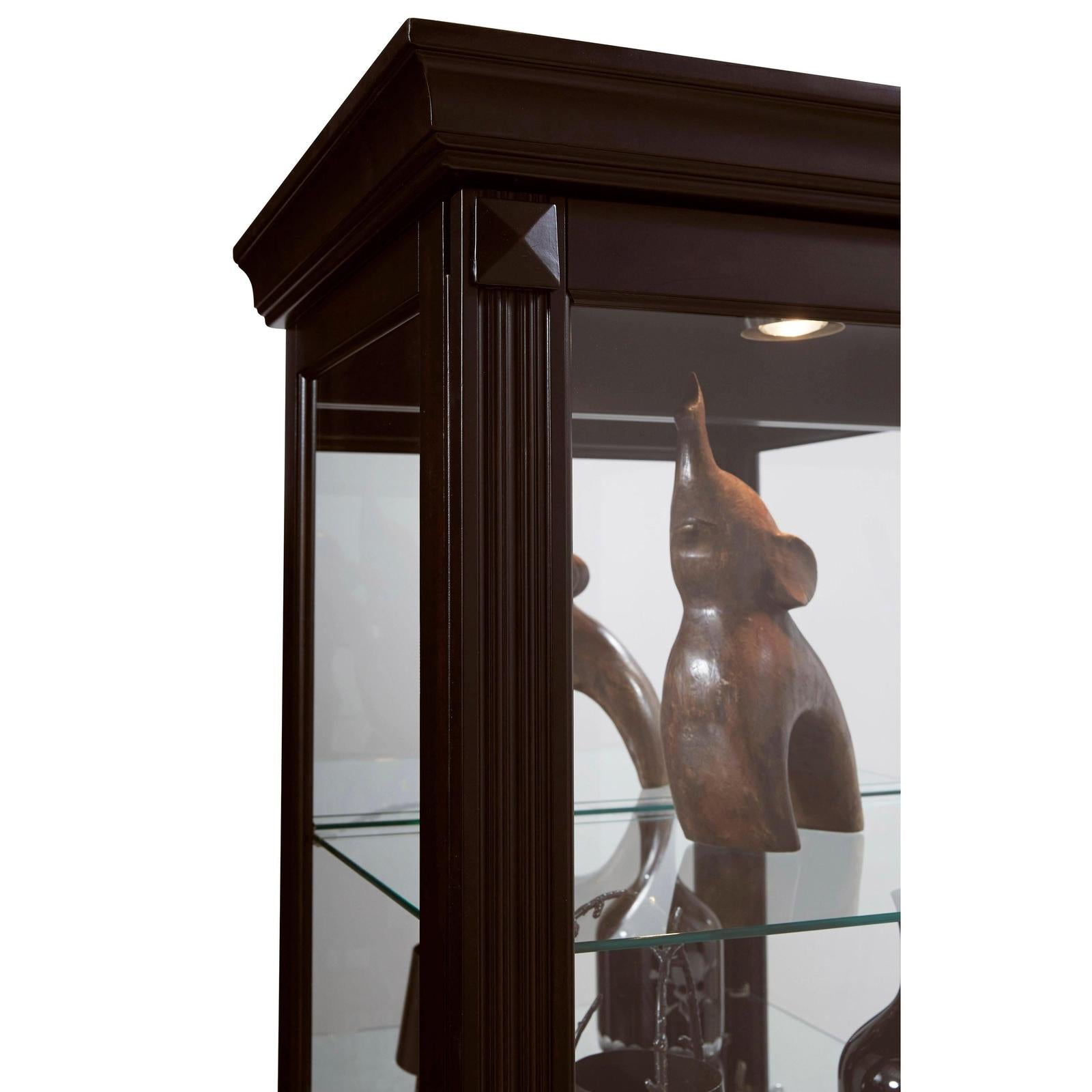 Pulaski Curios Deep Cherry Brown Locking Slide Door 5 Shelf Curio Cabinet