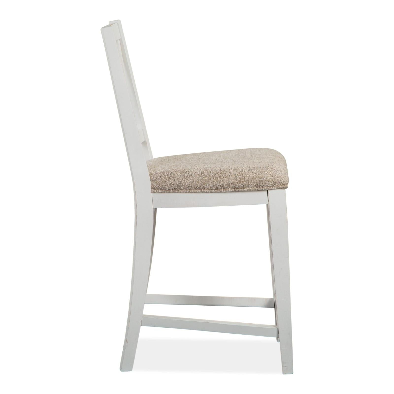 Magnussen Home Heron Cove Chalk White And Dovetail Grey Upholstered Counter Chair Set of 2