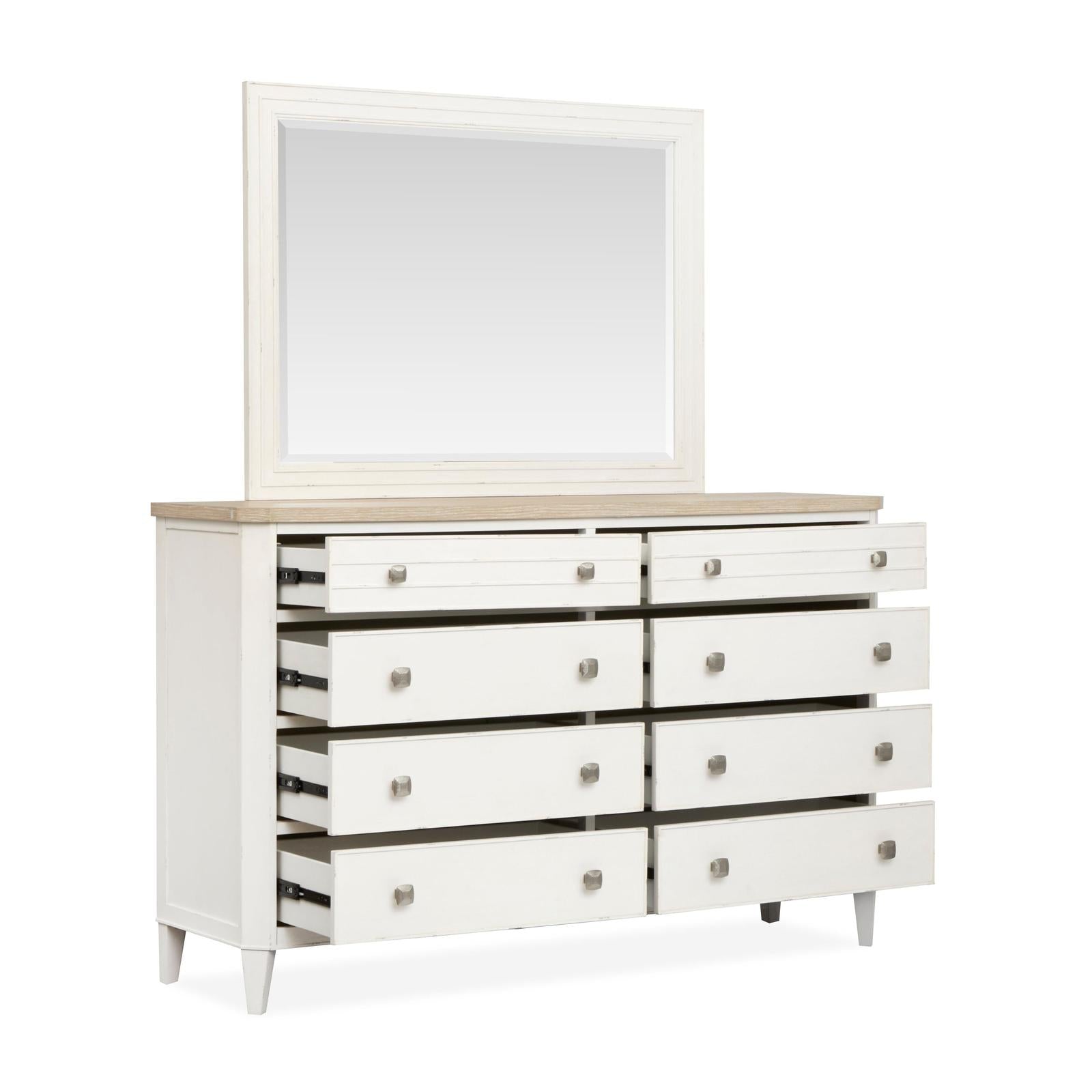 Salt Life Home Echo Isles Sea Pearl and Driftwood Double Drawer Dresser with Landscape Mirror