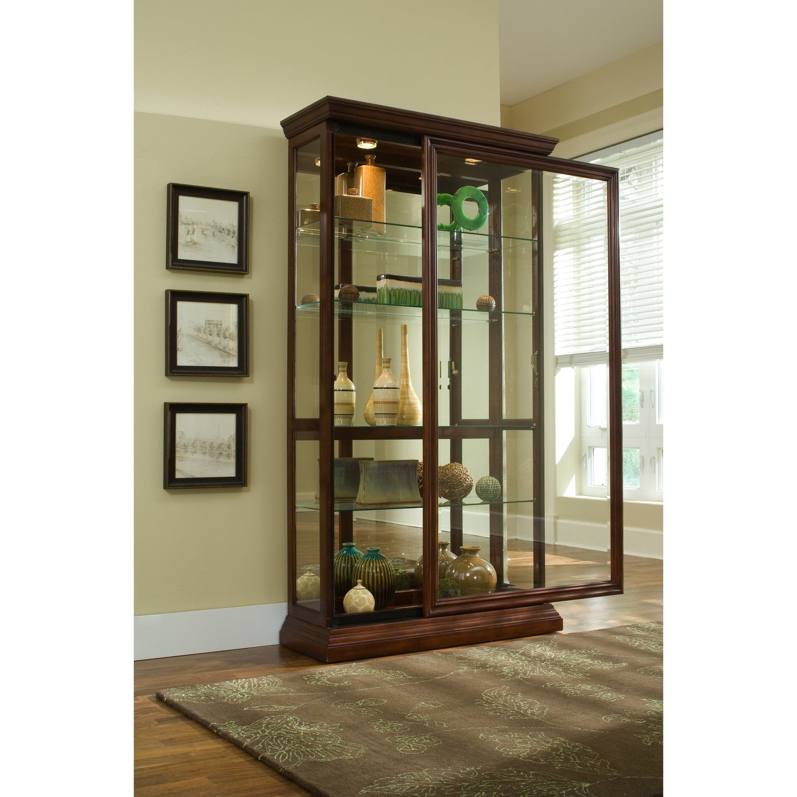 Pulaski Furniture PFC Curios Lighted Sliding Door 4 Shelf Curio Cabinet