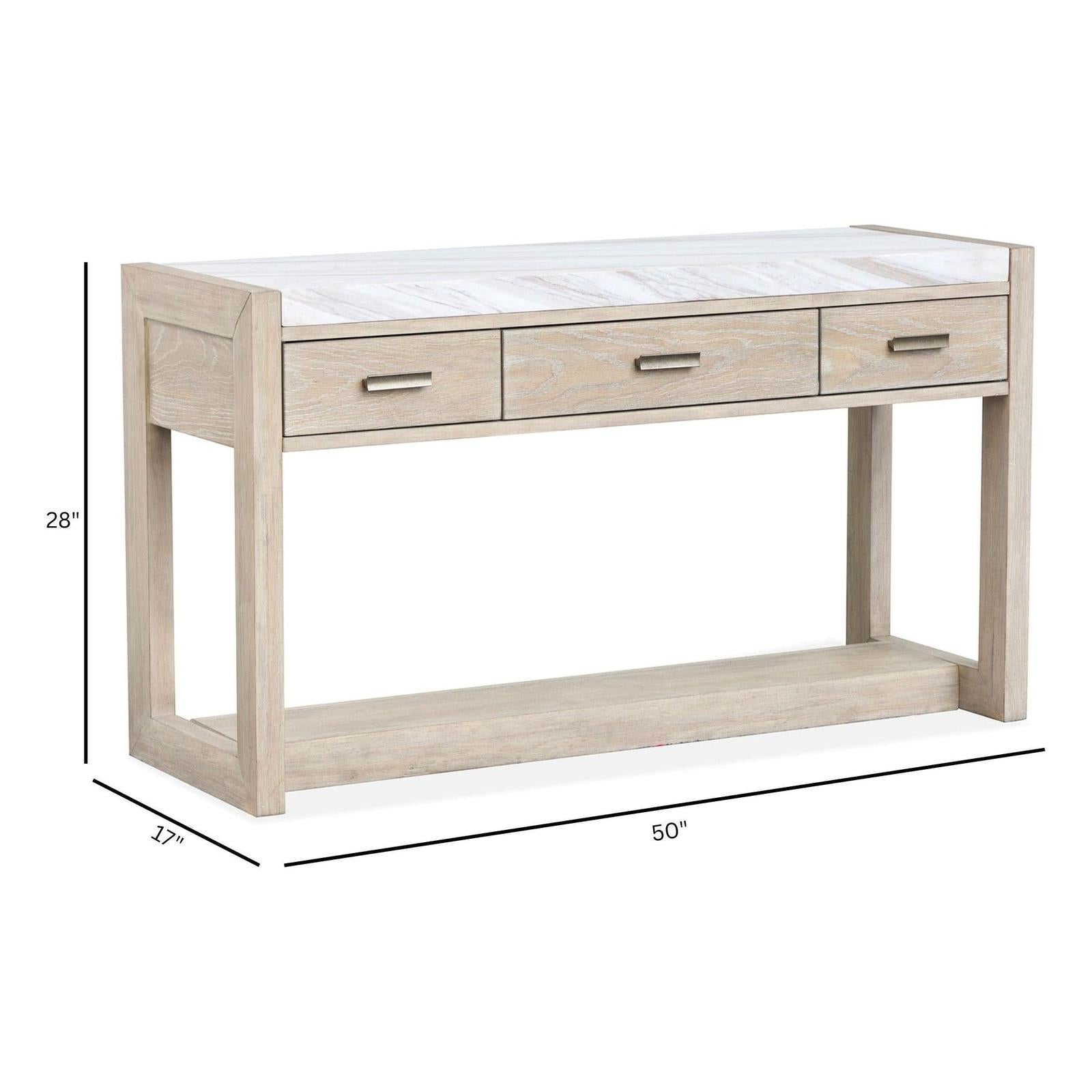 Magnussen Home Preston Gallery Buff And Antique Silver Rectangular Sofa Table