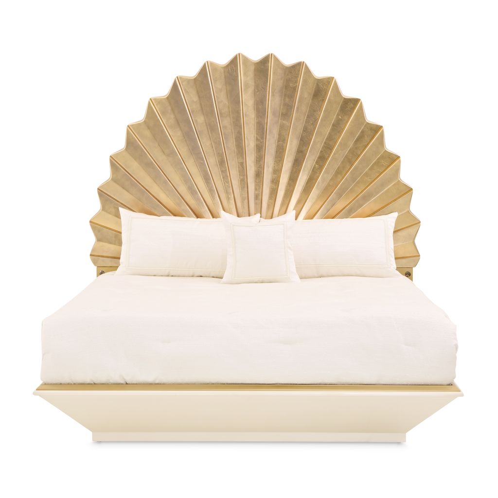 Michael Amini Fantosini King Fan Bed - Gold Leaf