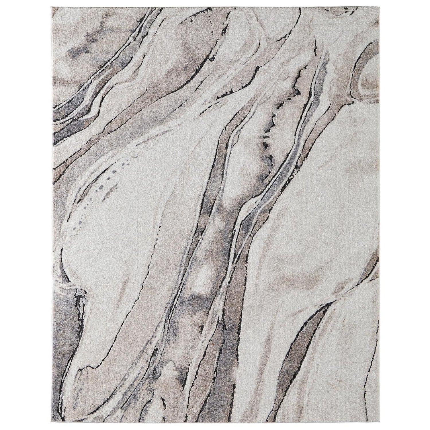 Feizy Gilmore 39URF Modern Abstract, Ivory/Gray/Black, Rug