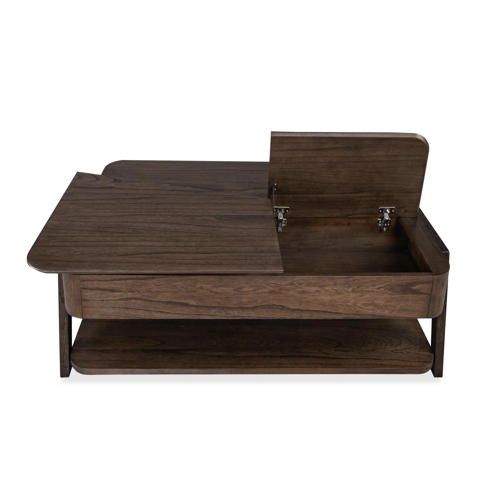 Magnussen Home Hallie Milk Chocolate & Dark Chocolate Lift Top Storage Cocktail Table With Casters