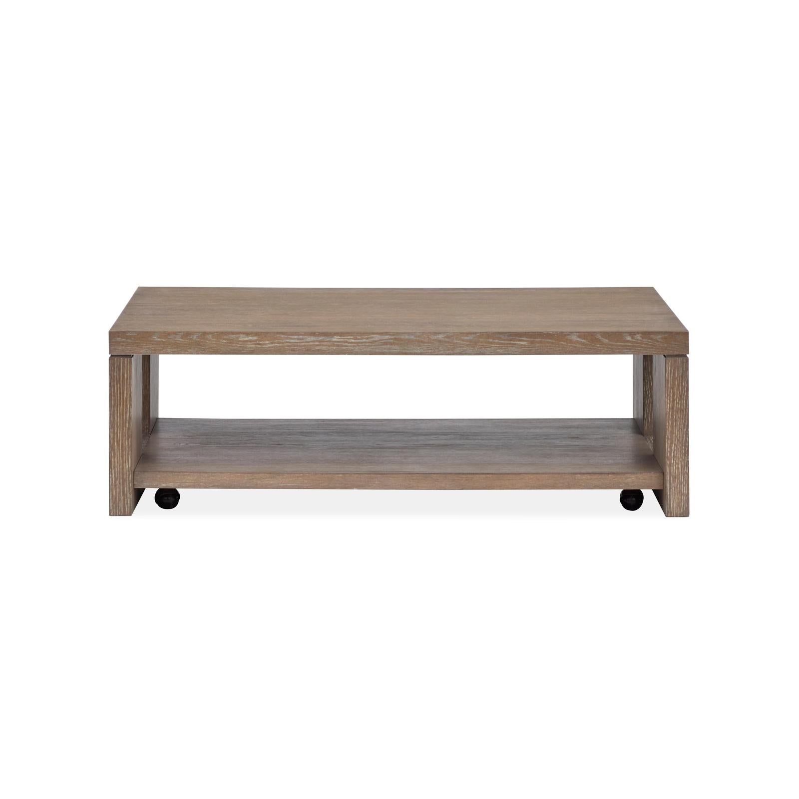 Magnussen Home Conway Spiced Brown Rectangular Cocktail Table With Casters