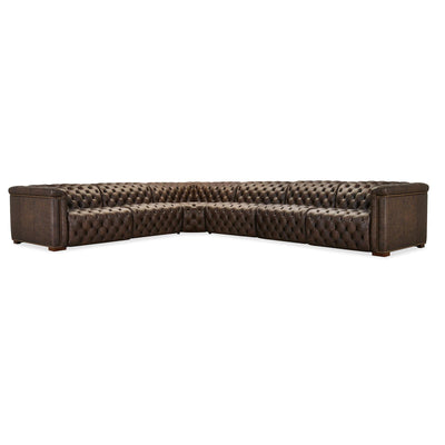 Hooker Furniture Savion Deux 6 Seat Sectional with Three Power Recliners and Seven Power Headrests