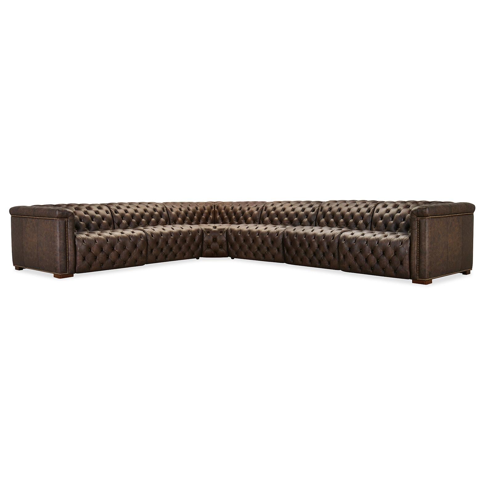 Hooker Furniture Savion Deux 6 Seat Sectional with Three Power Recliners and Seven Power Headrests
