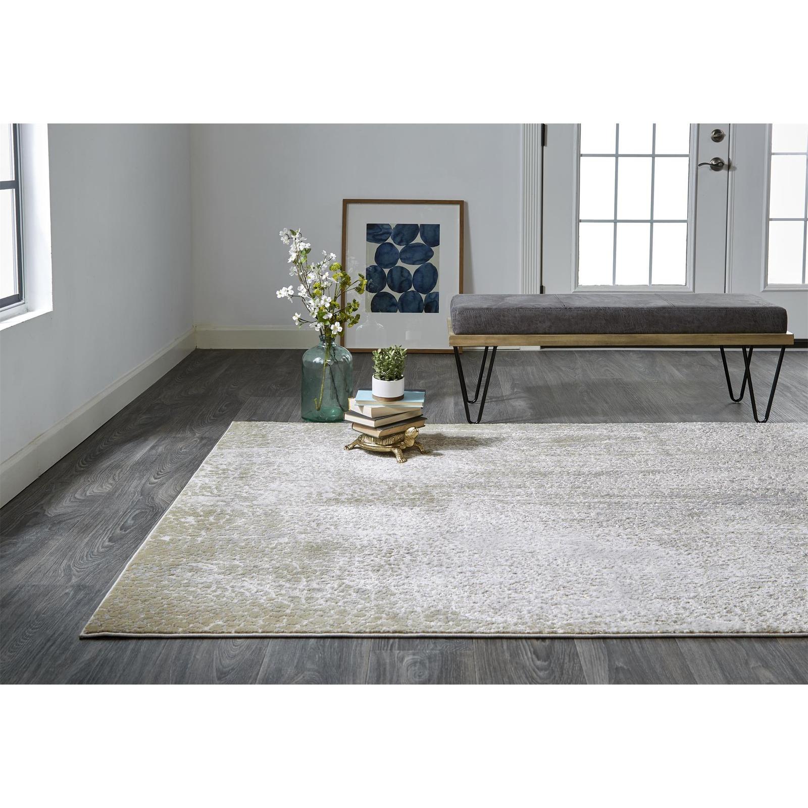 Feizy Aura 3739F Modern Abstract Rug in Ivory/Gray/Gold