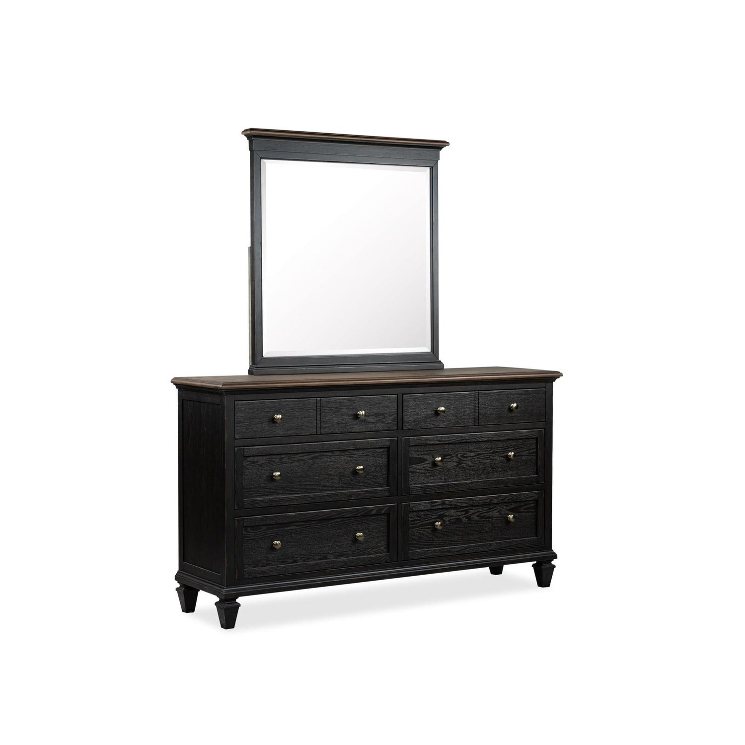 Magnussen Home Surrey Brown Double Drawer Dresser With Portrait Mirror