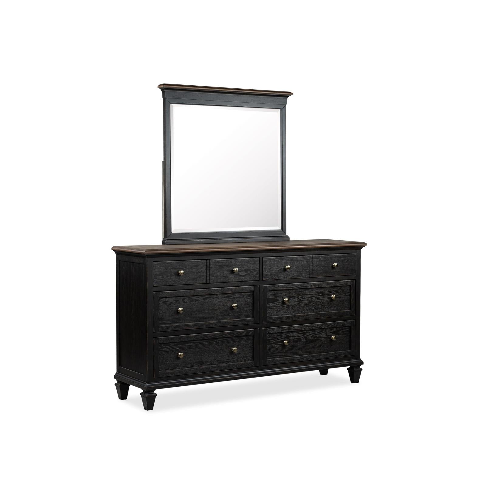 Magnussen Home Surrey Brown Double Drawer Dresser With Portrait Mirror