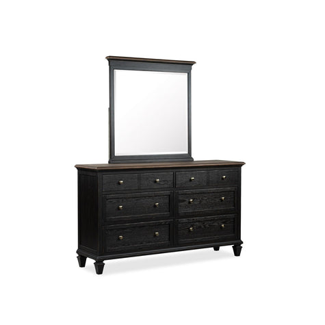 Magnussen Home Surrey Brown Double Drawer Dresser With Portrait Mirror