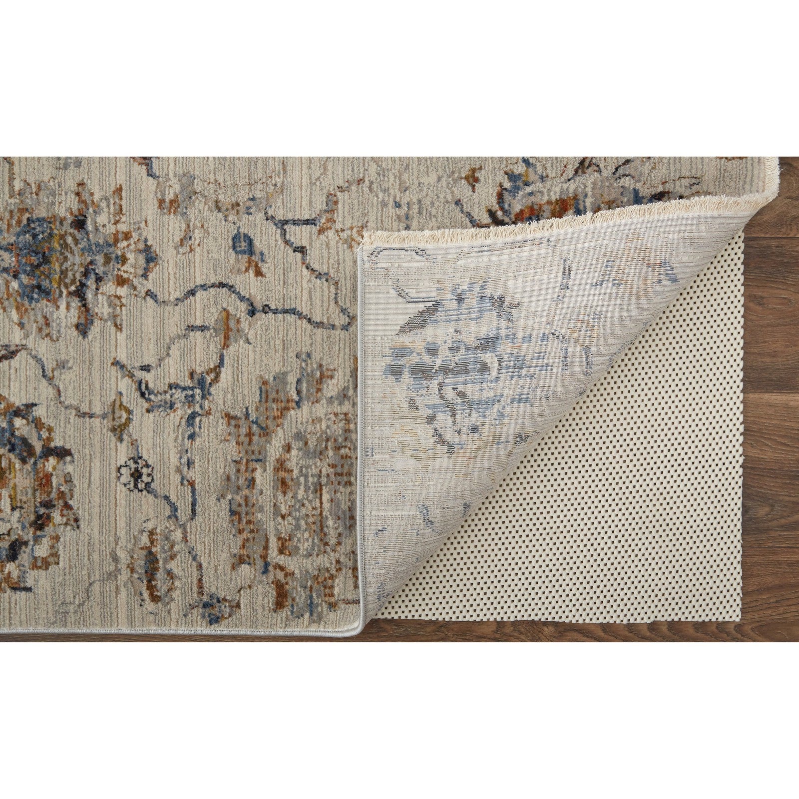 Feizy Kaia 39GPF Transitional Floral & Botanical in Ivory/Orange/Blue