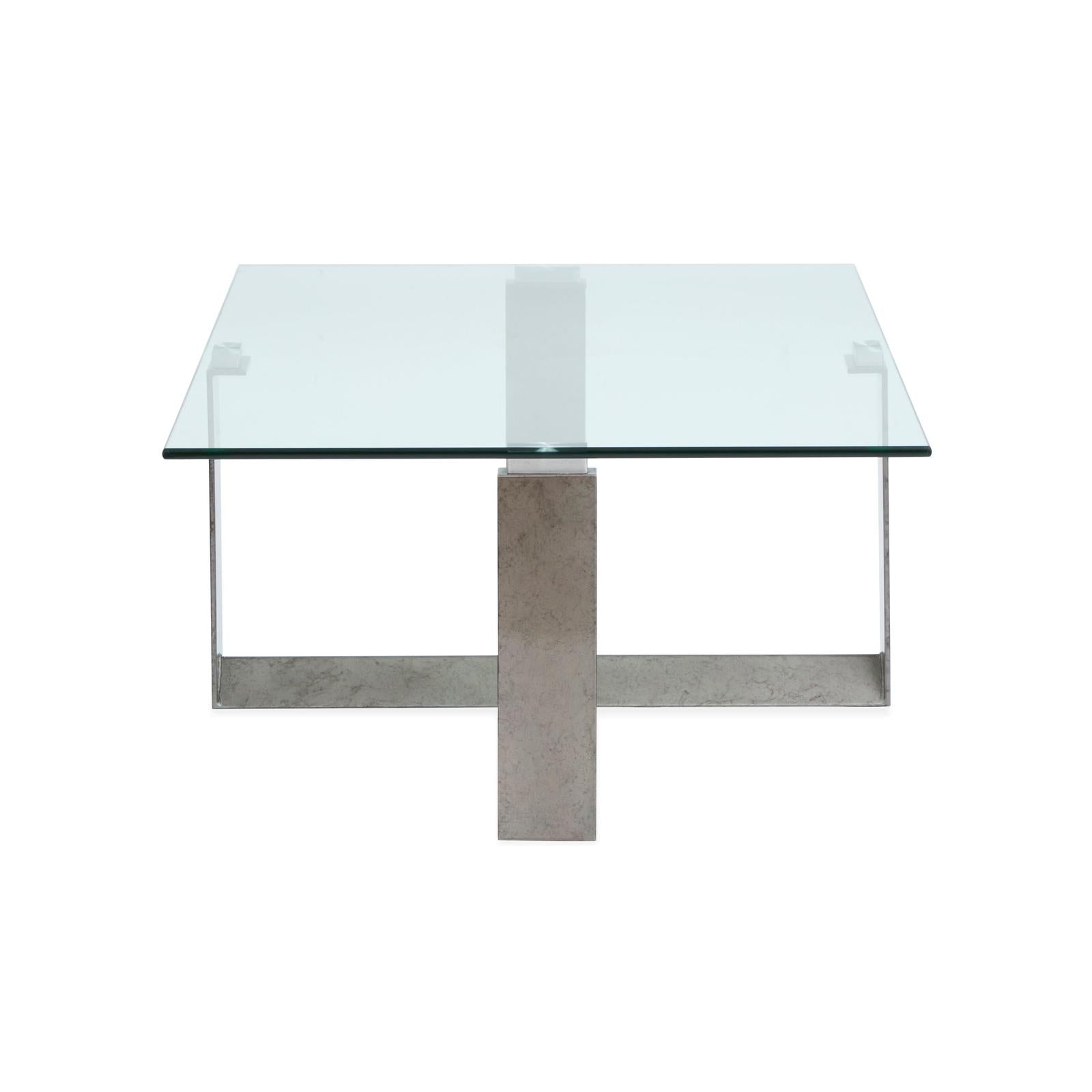 Magnussen Home Holden Aged Pewter & Chrome Pucks Rectangular Cocktail Table