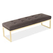 Michael Amini Dahlia Velvet Accent Bench - Chocolate/Gold