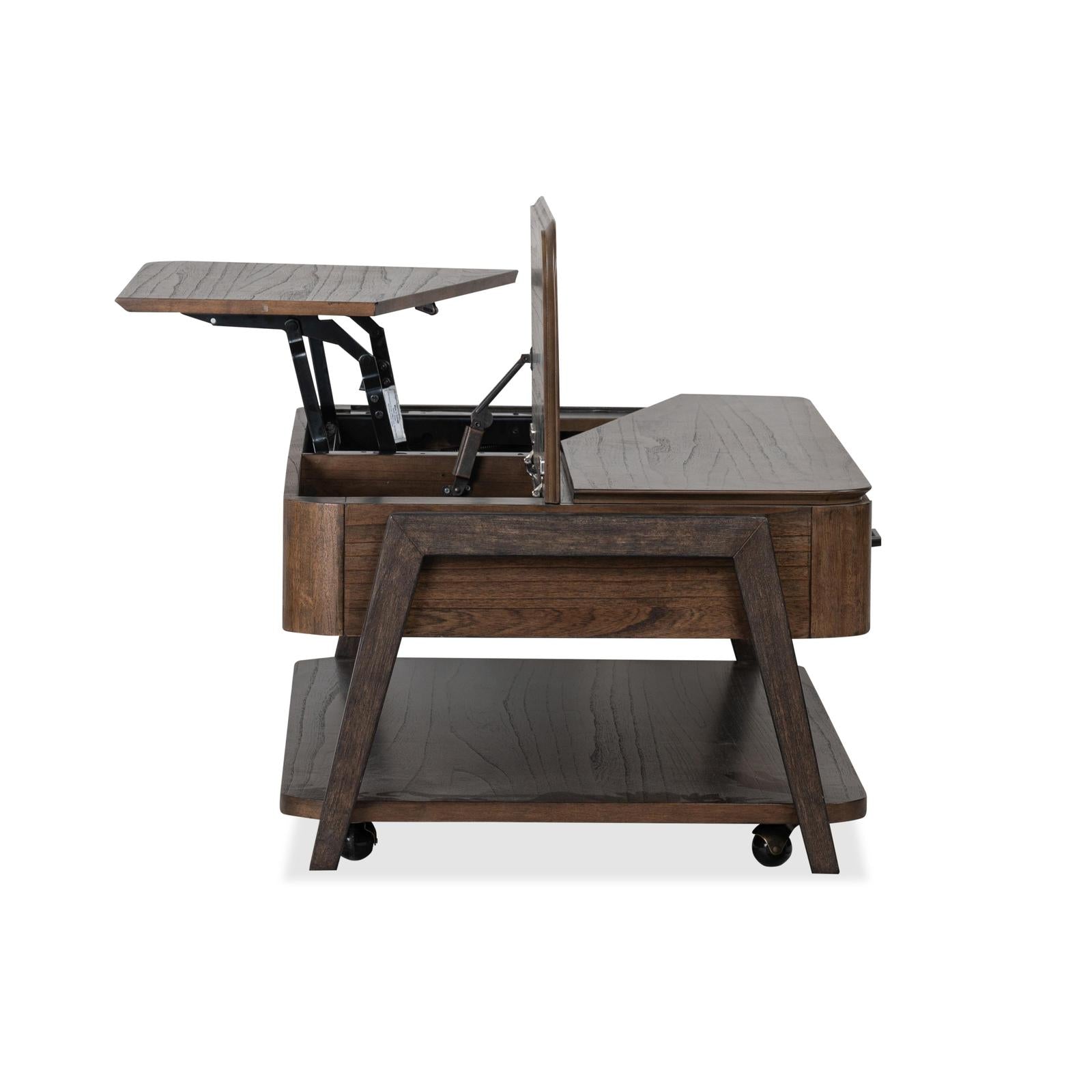 Magnussen Home Hallie Milk Chocolate & Dark Chocolate Lift Top Storage Cocktail Table With Casters
