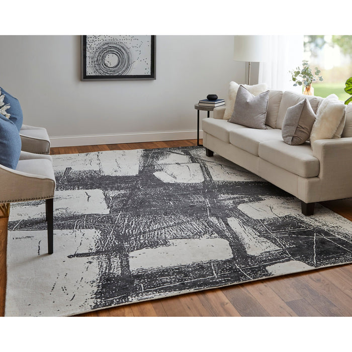 Feizy Coda 8927F Modern Abstract Rug in Black/White