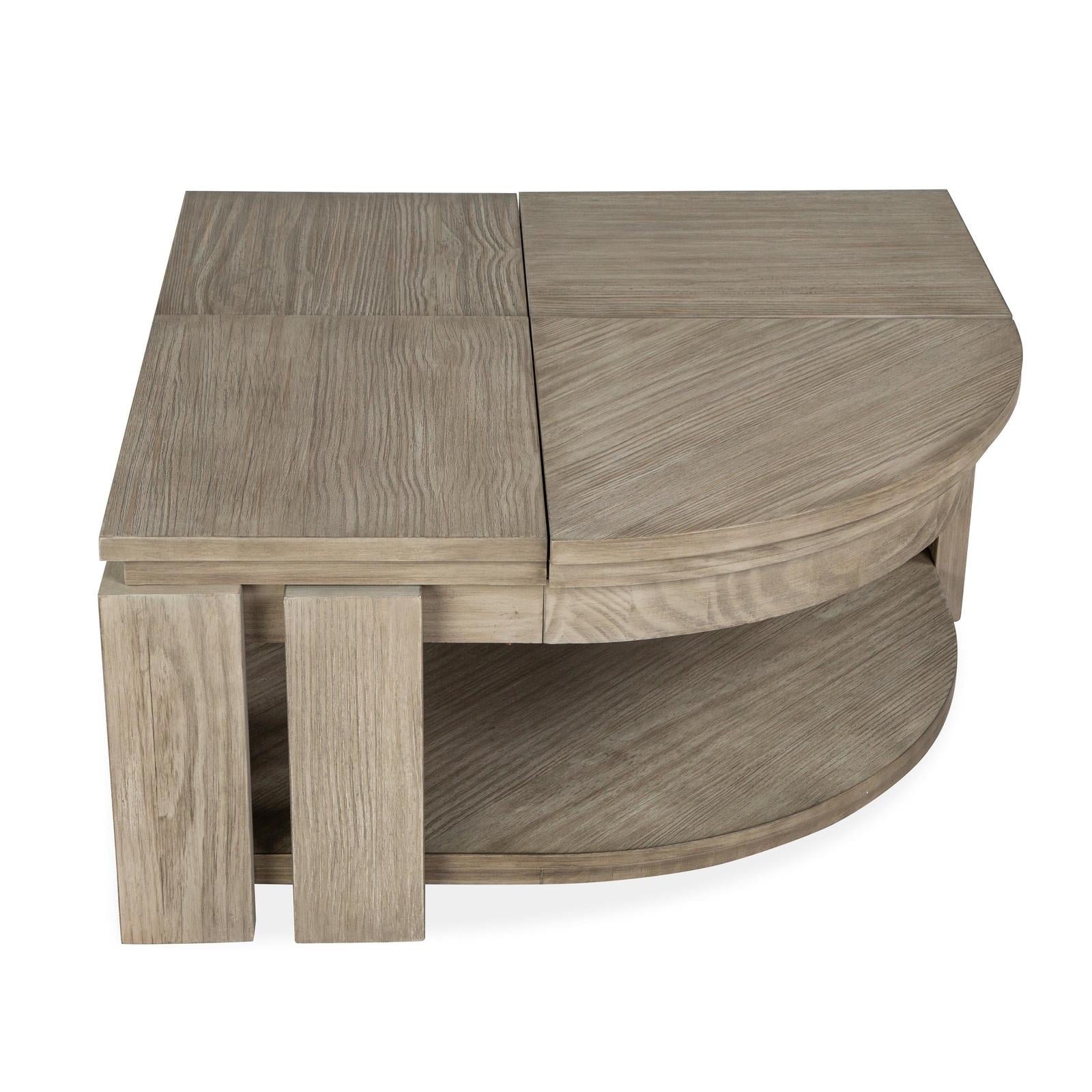 Magnussen Home Conrad Stone Harbor Grey Pie Shaped Lift Top Storage Cocktail Table With Casters