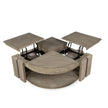 Magnussen Home Conrad Stone Harbor Grey Pie Shaped Lift Top Storage Cocktail Table With Casters
