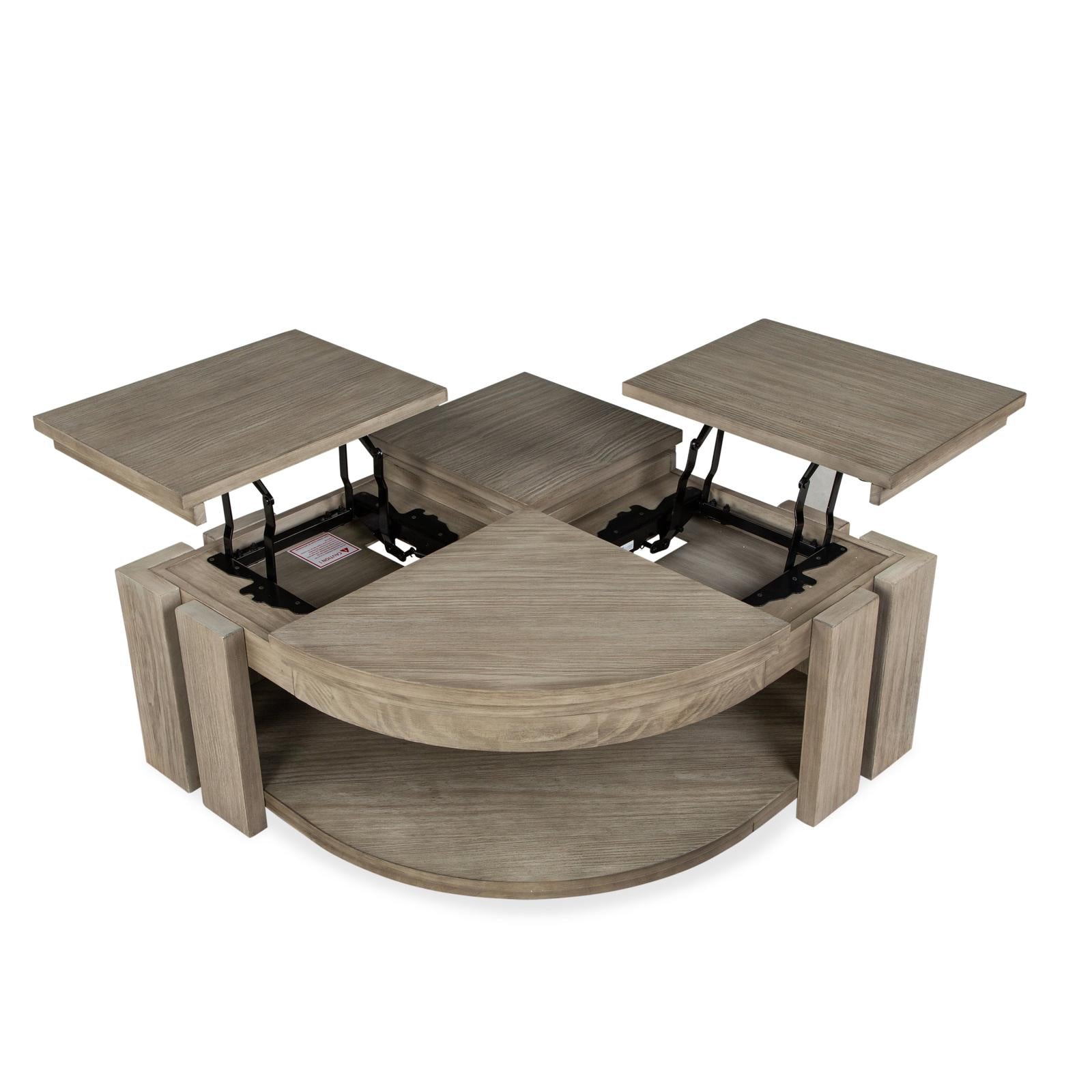 Magnussen Home Conrad Stone Harbor Grey Pie Shaped Lift Top Storage Cocktail Table With Casters