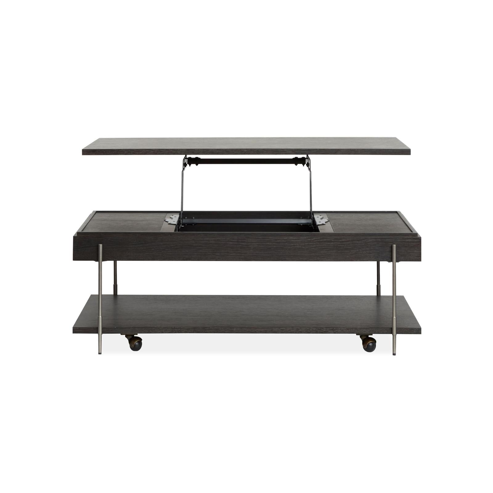 Magnussen Home Spencer Dark Briarsmoke Lift Top Storage Cocktail Table With Casters