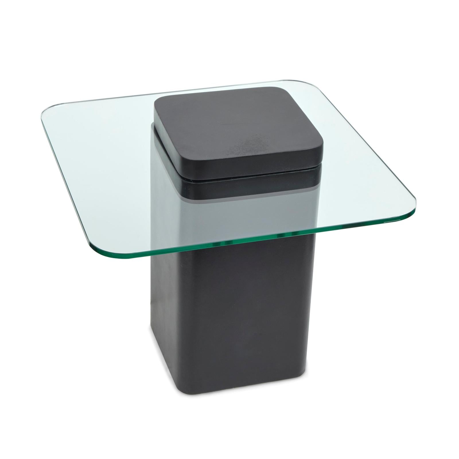 Magnussen Home Donora Clear Glass And Obsidian Square End Table