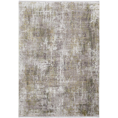 Feizy Cadiz 39FXF Modern Abstract Rug in Green/Gray/Ivory