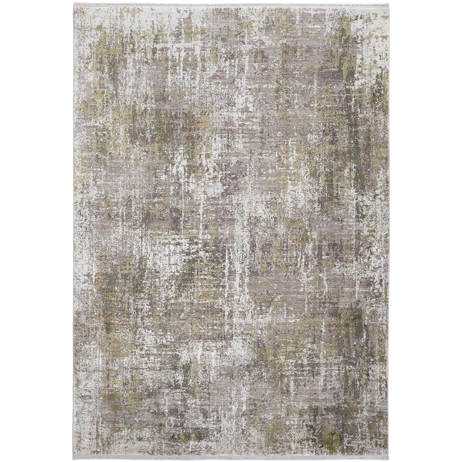 Feizy Cadiz 39FXF Modern Abstract Rug in Green/Gray/Ivory