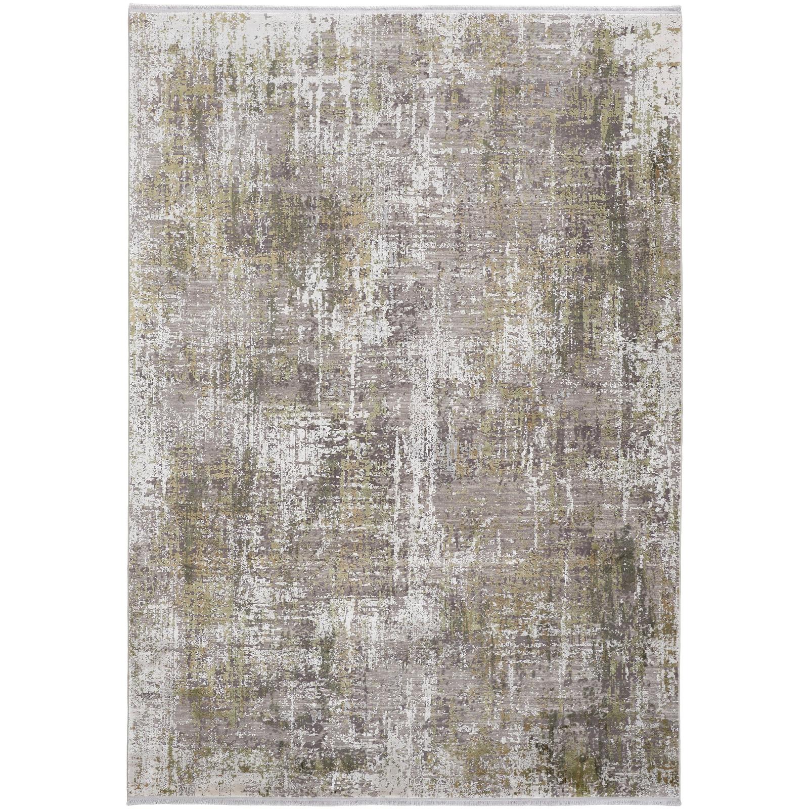 Feizy Cadiz 39FXF Modern Abstract Rug in Green/Gray/Ivory