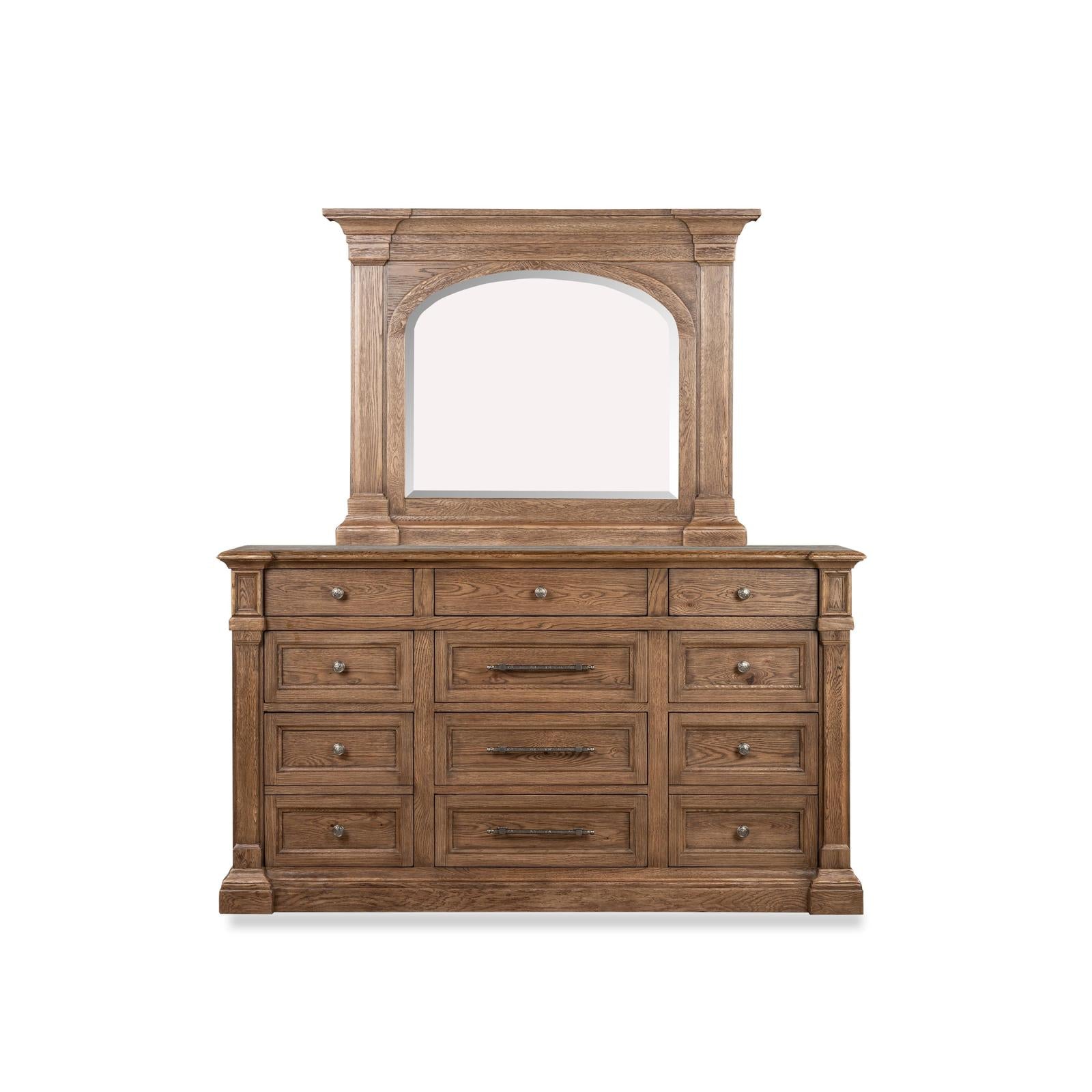 Pulaski Furniture Gallant Grove Brown Drawer Dresser With Shaped Mirror