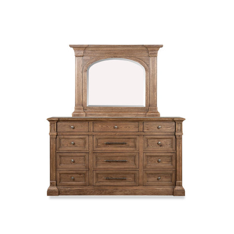 Pulaski Furniture Gallant Grove Brown Drawer Dresser With Shaped Mirror
