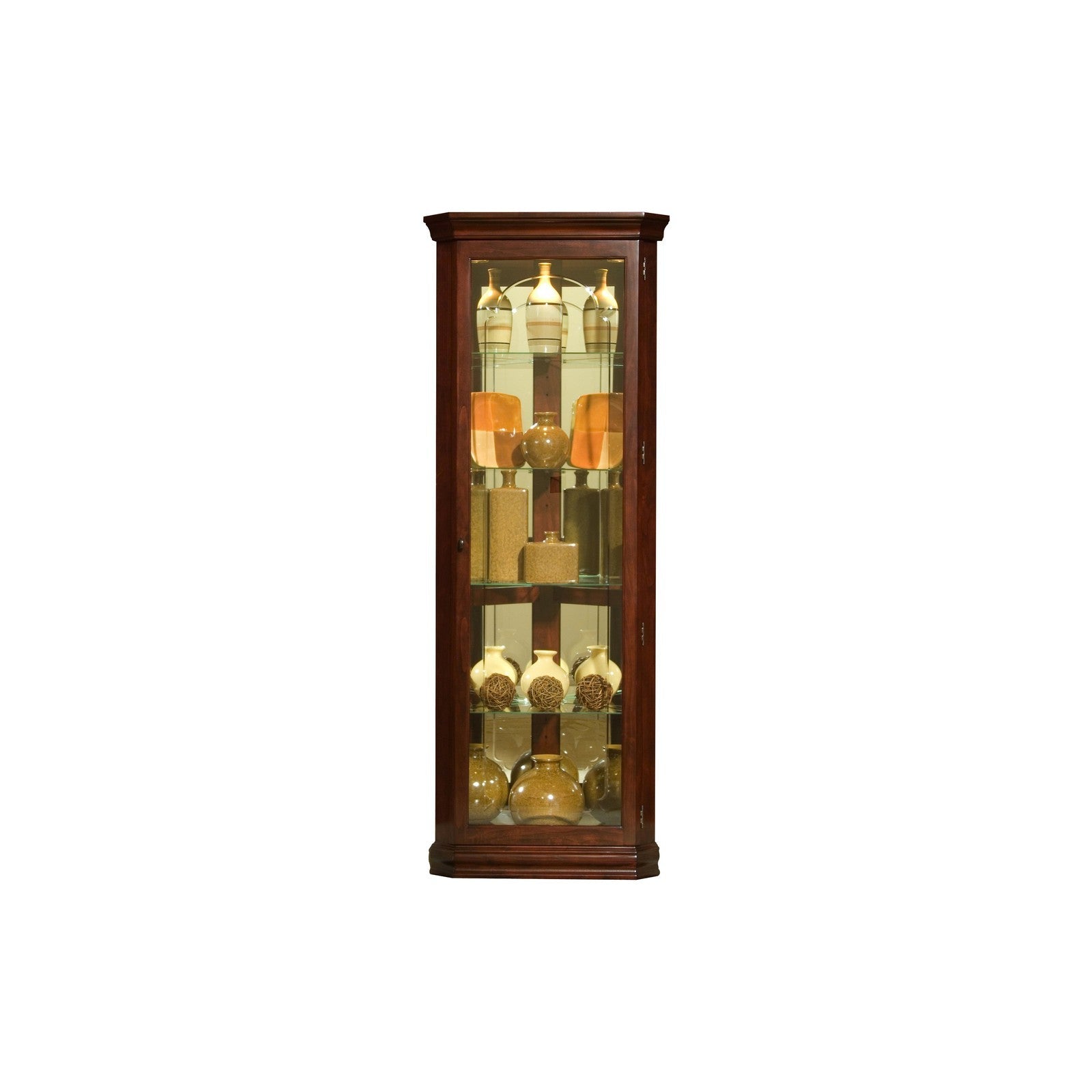 Pulaski Furniture PFC Curios Mirrored Curio 4 Shelf Corner Cabinet