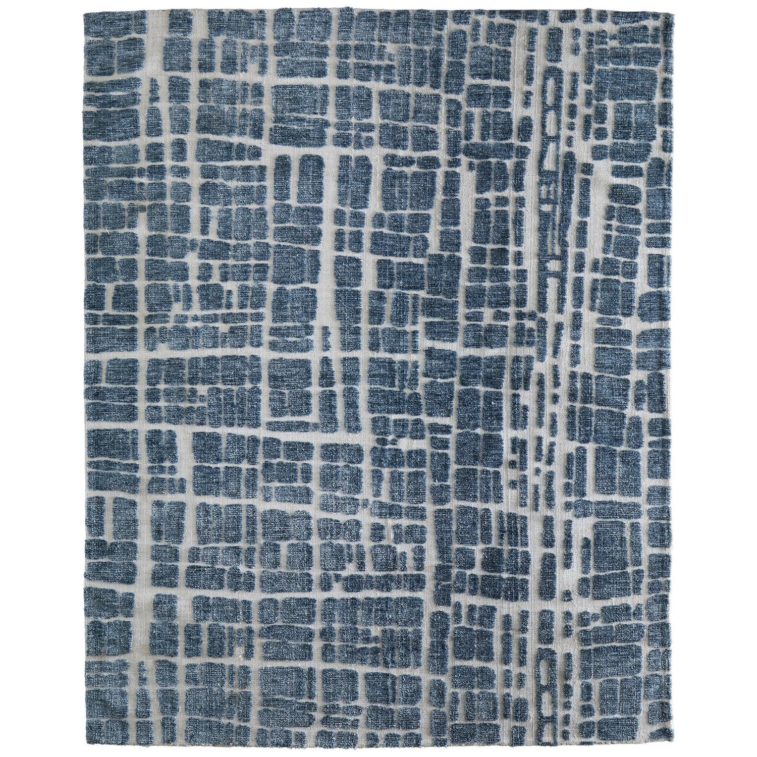 Feizy Colton 8A58F Modern Abstract Rug in Blue/Ivory
