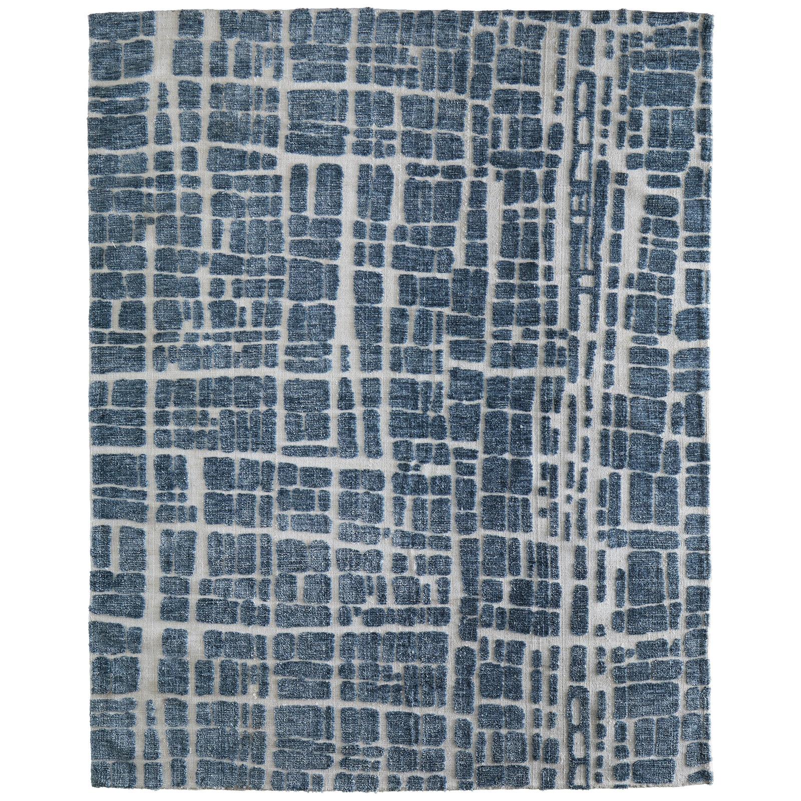 Feizy Colton 8A58F Modern Abstract Rug in Blue/Ivory