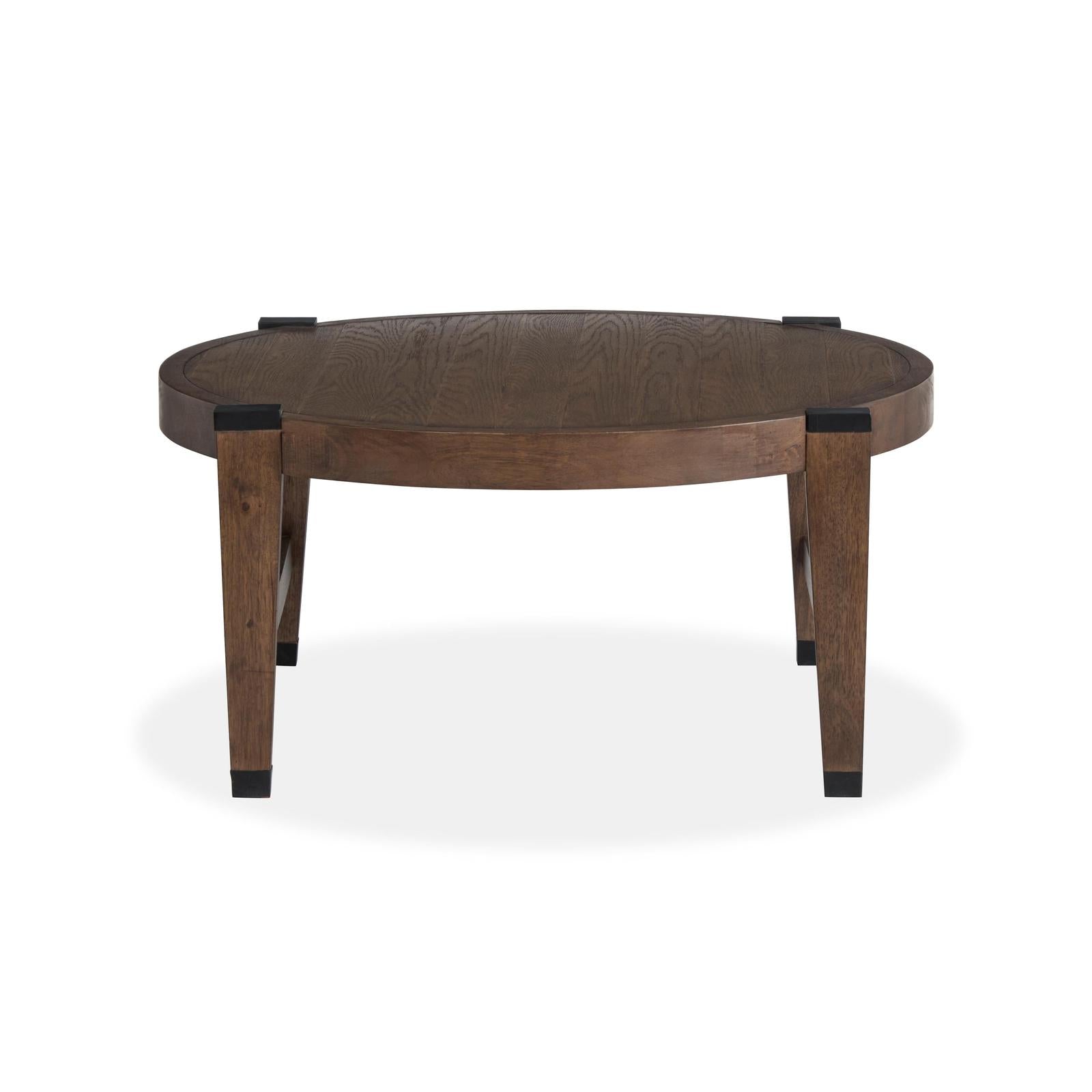 Magnussen Home Kaysen Wallaby And Matte Black Round Cocktail Table