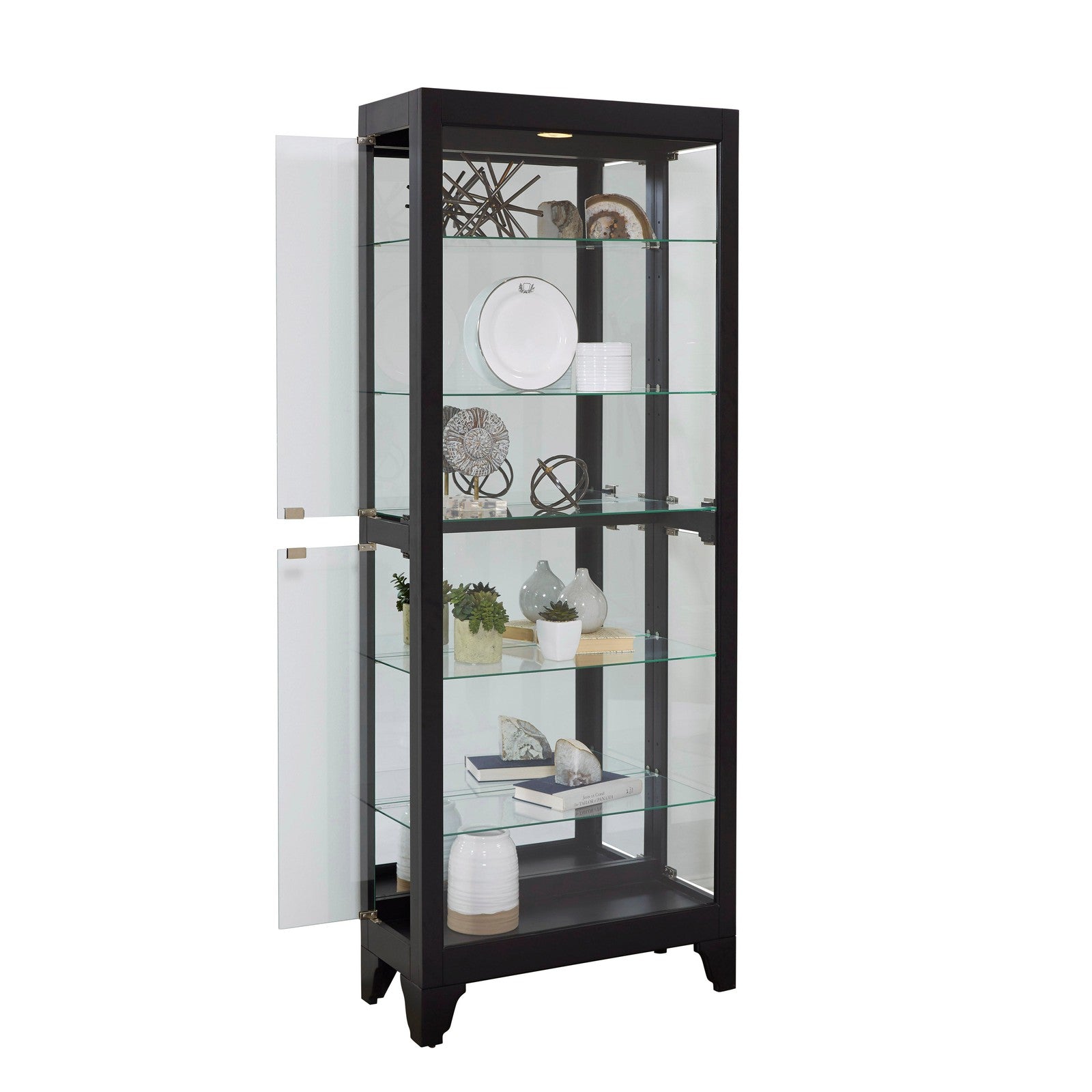 Pulaski Furniture PFC Curios Lighted Curio Gallery Style 5 Shelf Cabinet