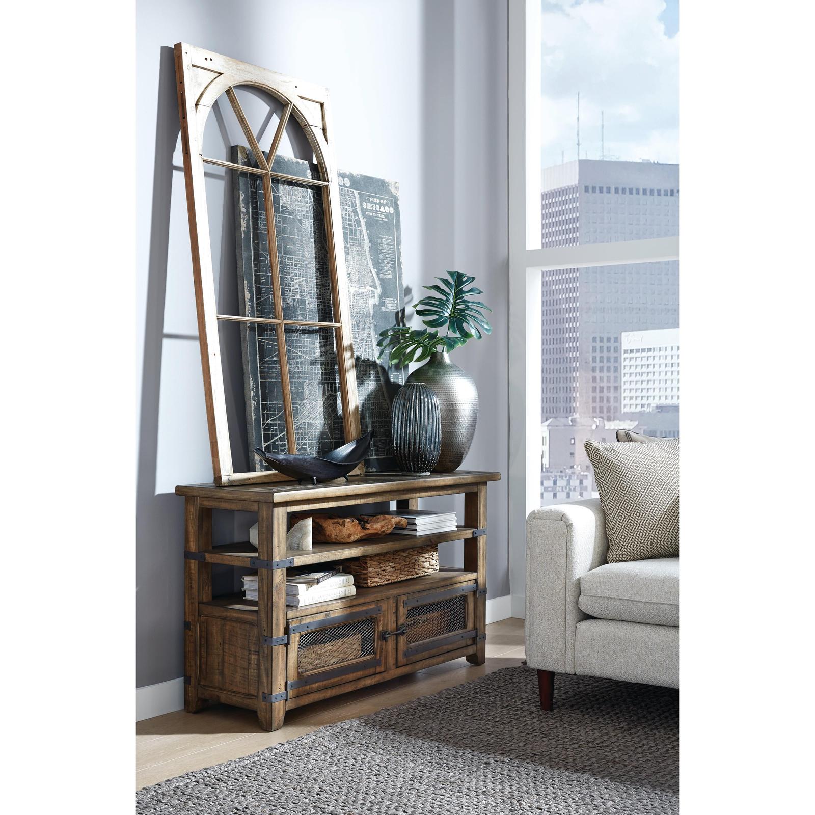 Magnussen Home Chesterfield Farmhouse Timber Rectangular Sofa Table