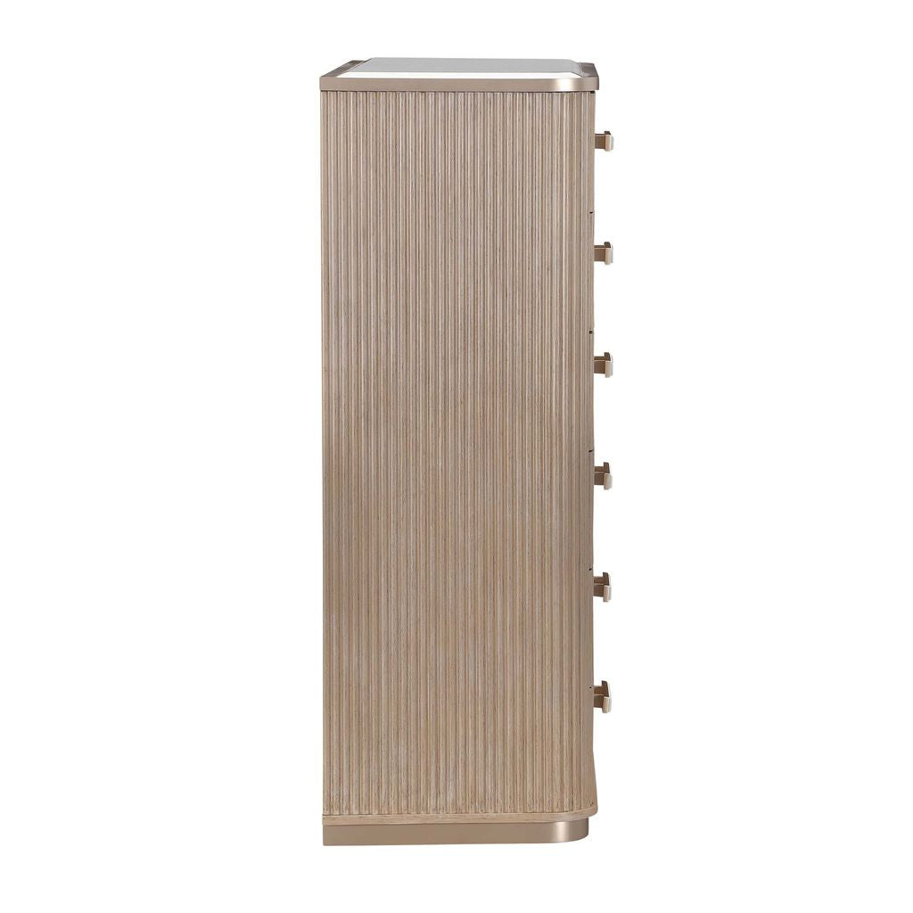 Michael Amini West Kensington Highboy Chest - Sea Salt Caramel