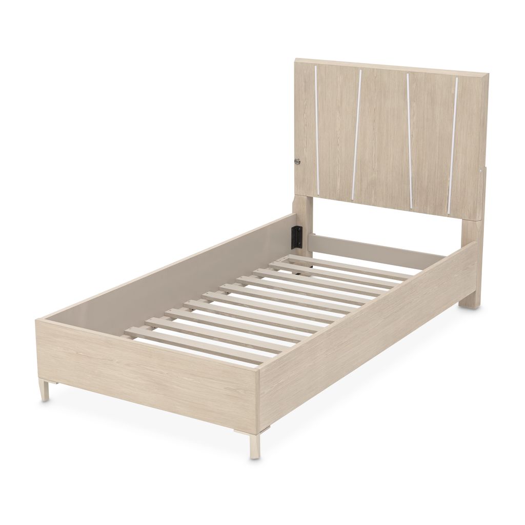 Michael Amini Lotus Bay Panel Bed with LED Lights - Sand