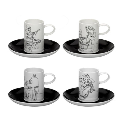 Vista Alegre Fado Coffee Cups & Saucers - Set of 4