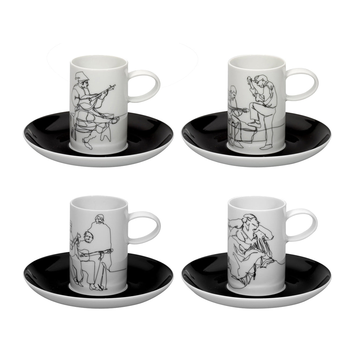 Vista Alegre Fado Coffee Cups & Saucers - Set of 4